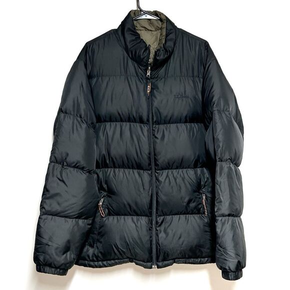 LL Bean Men’s Black Down Filled Reversible Puffer Jacket Like New Sz L - Picture 1 of 5